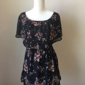 Y2K black Floral chiffon dress